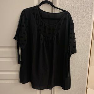 Black Blouse with Polkadot details and Tie sleeves